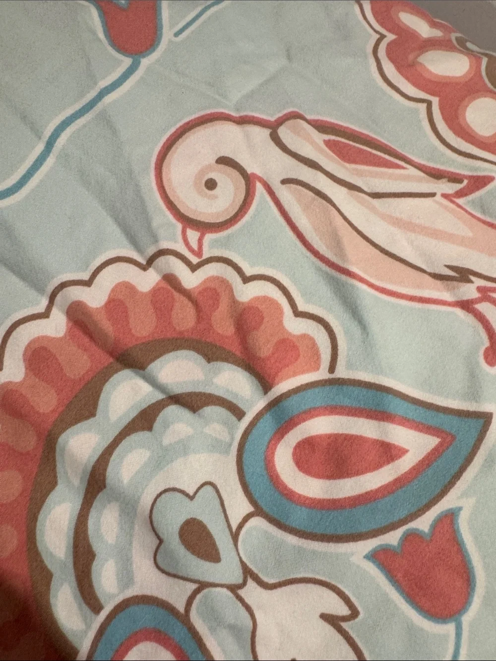 Serena And Lily twin size duvet, cover - Coral, Light Blue, Cream